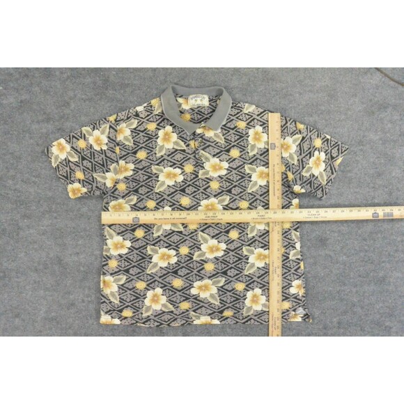 Vintage Bamboo Kay Shirt Mens Large Brown Floral‎ Polo - Picture 6 of 9